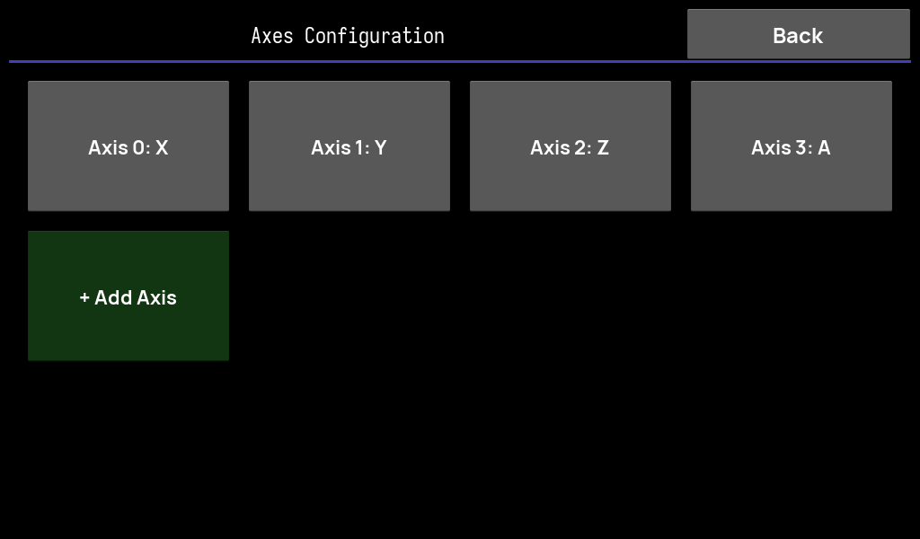 Axes configuration list with Add Axis