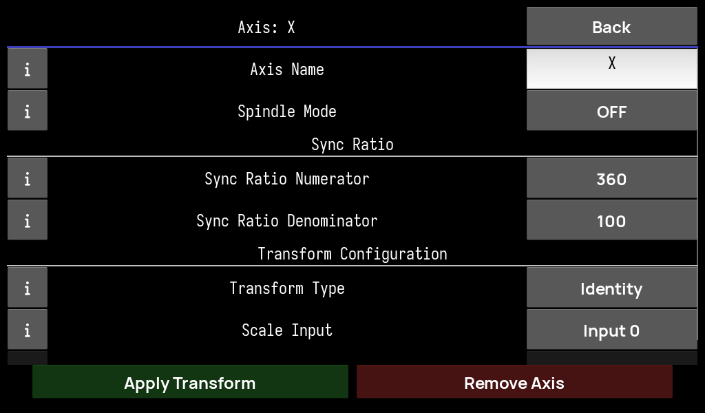 Axis configuration
