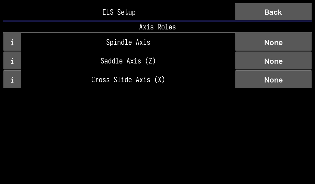 ELS setup axis roles