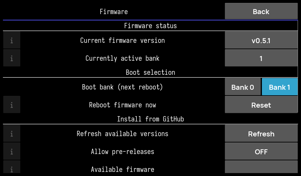 Firmware screen