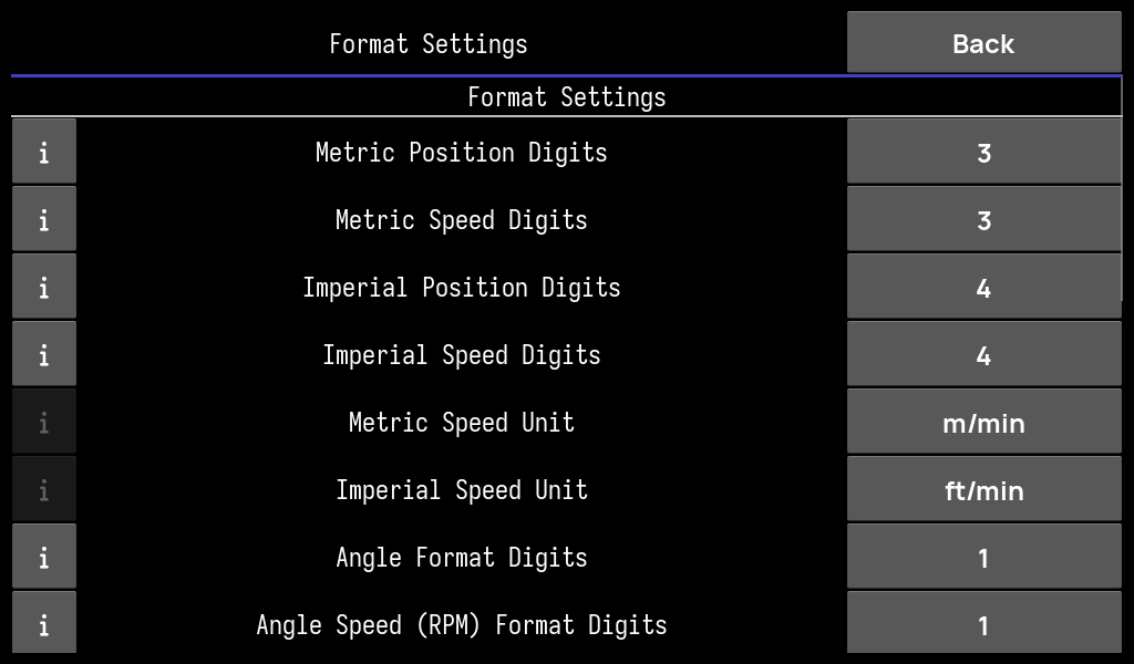 Format settings