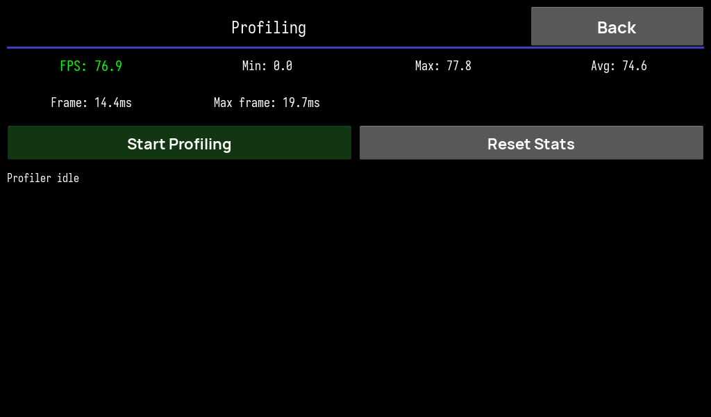 Profiling screen