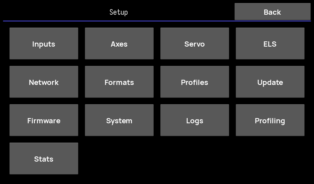 Setup menu